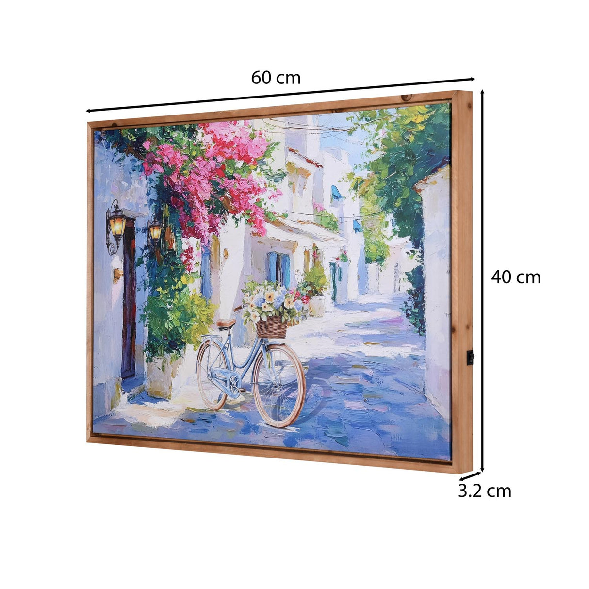 Floral Lane Canvas Wall Painting with LED Light- Multicolor