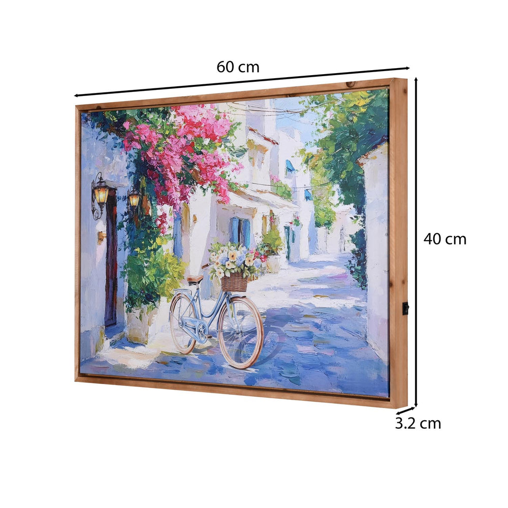 Floral Lane Canvas Wall Painting with LED Light- Multicolor