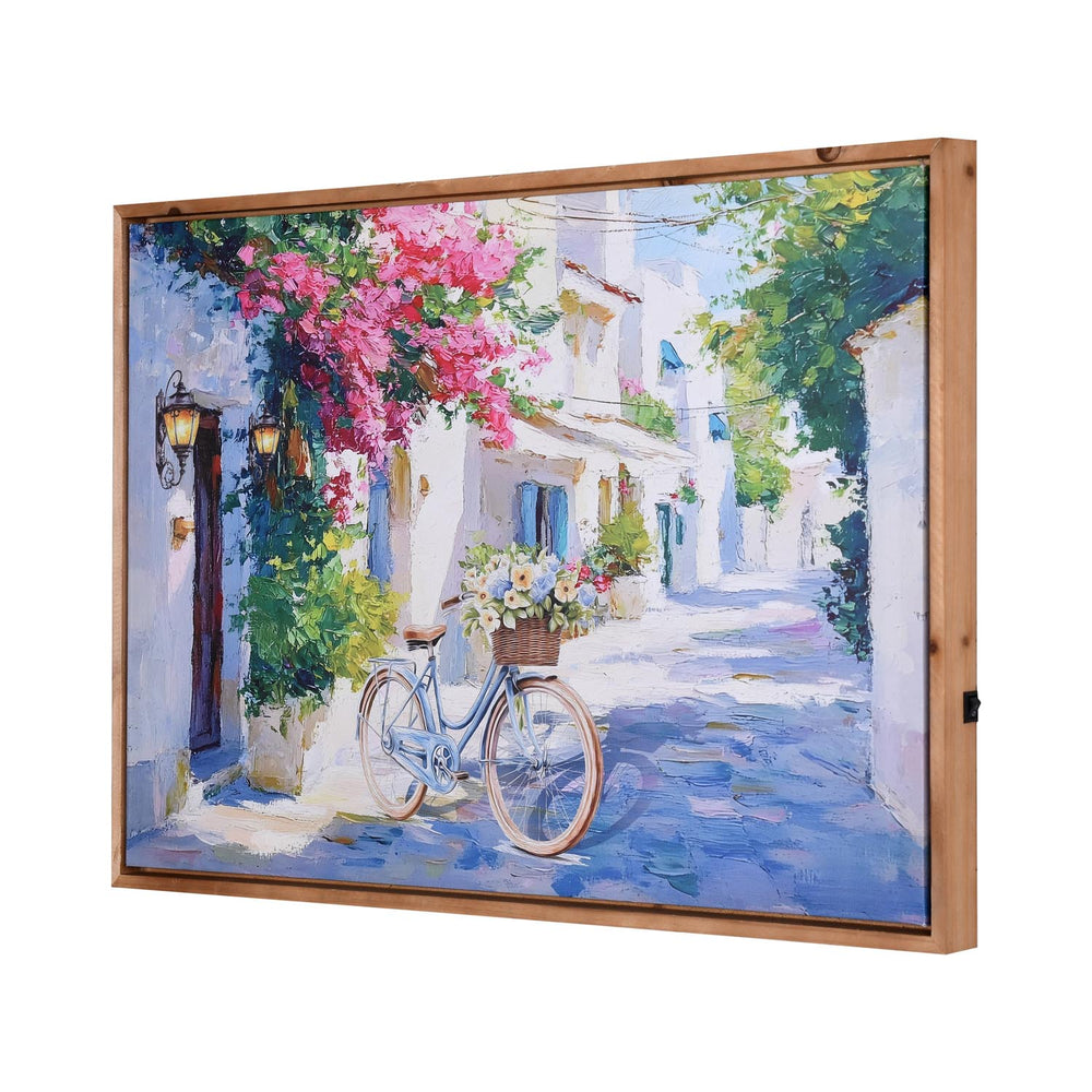 Floral Lane Canvas Wall Painting with LED Light- Multicolor