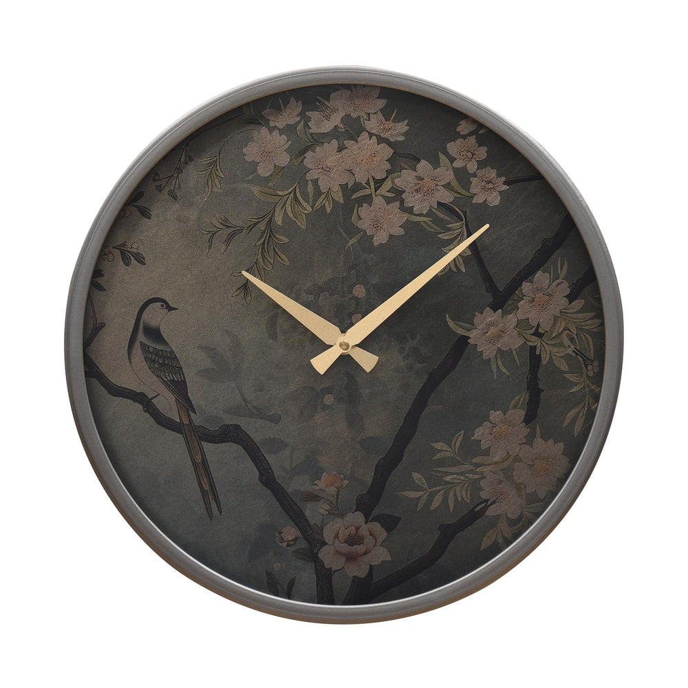 Floral Dial Wall Clock- Grey