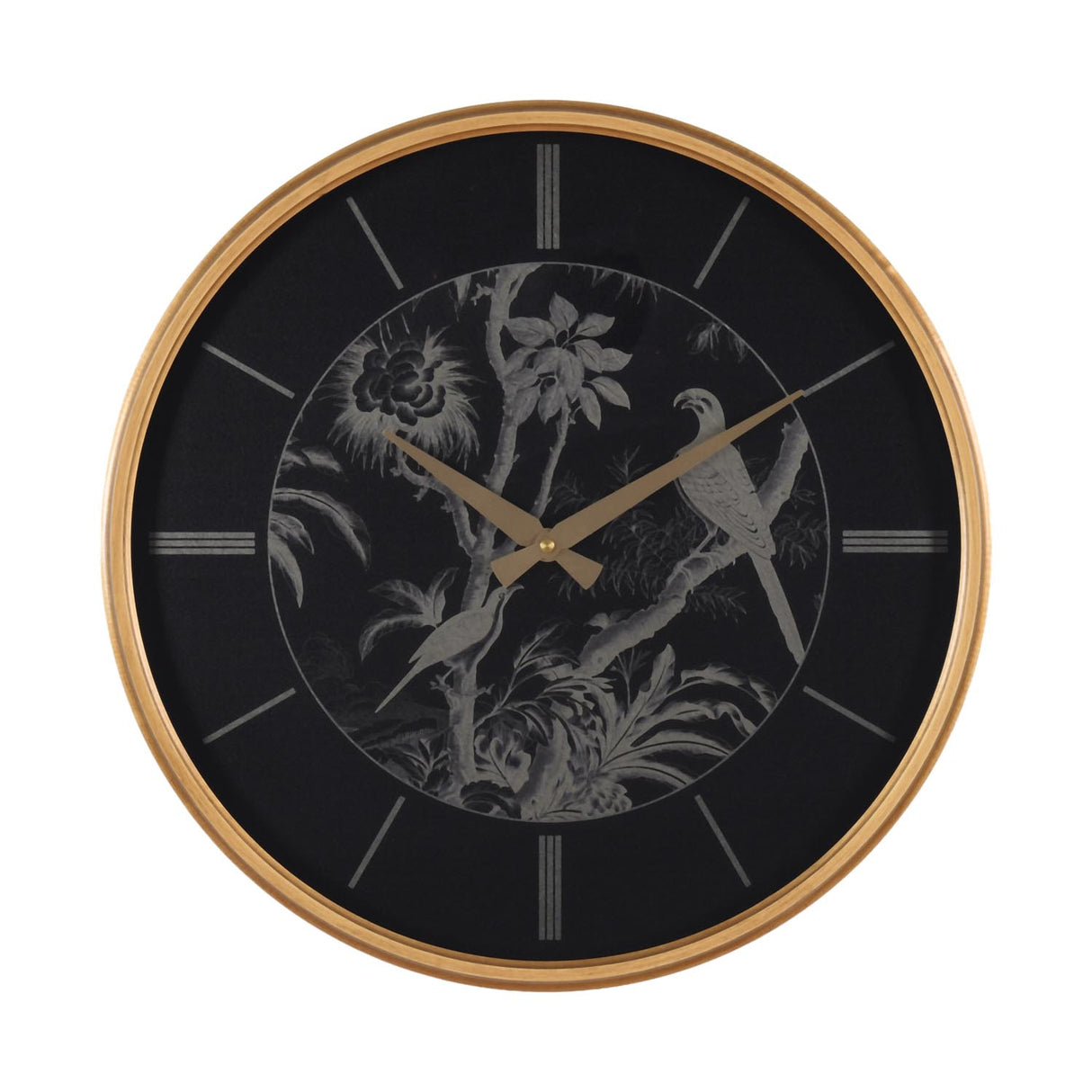 Birds On Dial Wall Clock- Black