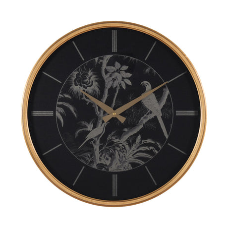 Birds On Dial Wall Clock- Black