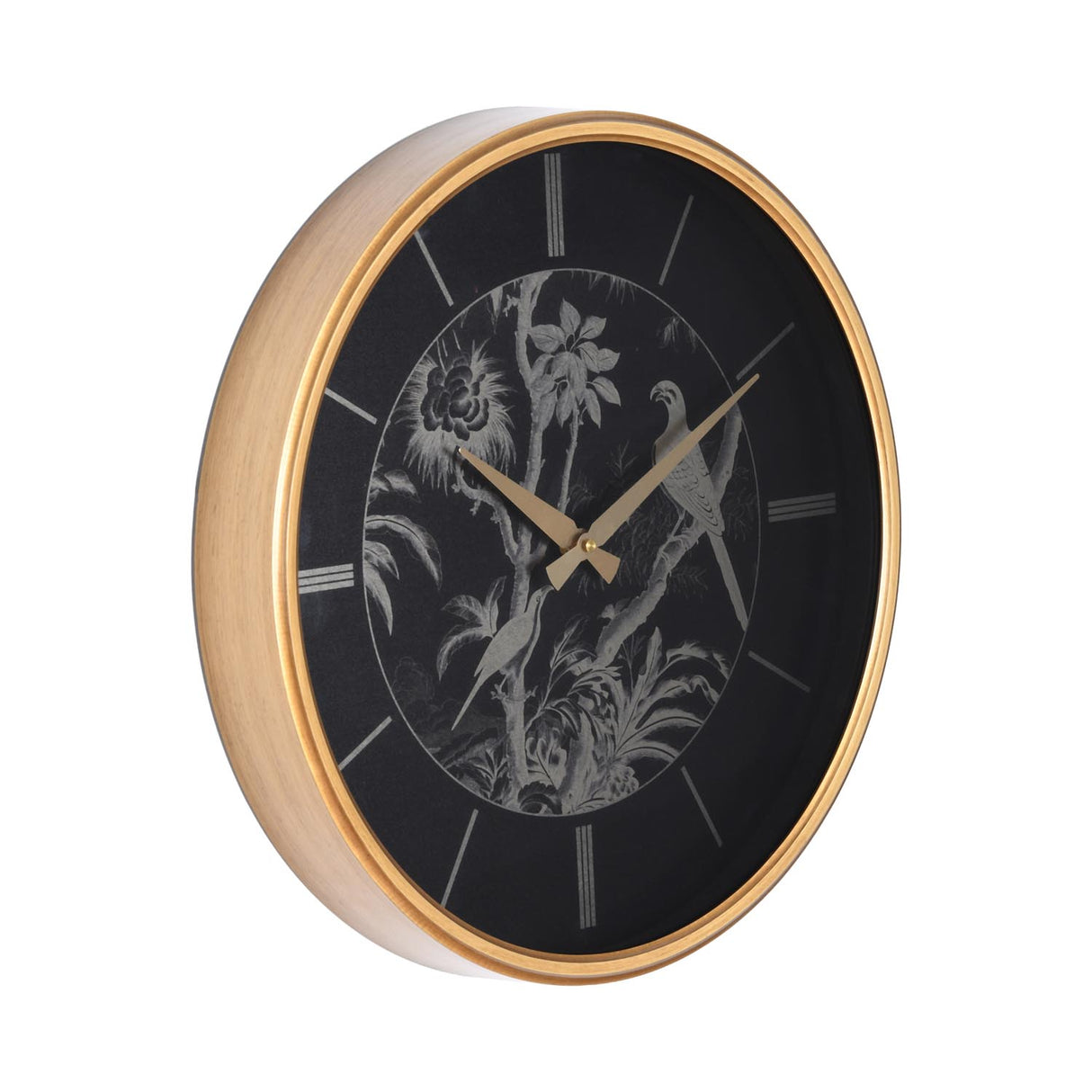 Birds On Dial Wall Clock- Black