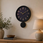 Round Wall Clock with Pendulum- Black