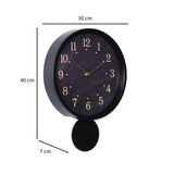 Round Wall Clock with Pendulum- Black