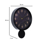 Round Wall Clock with Pendulum- Black