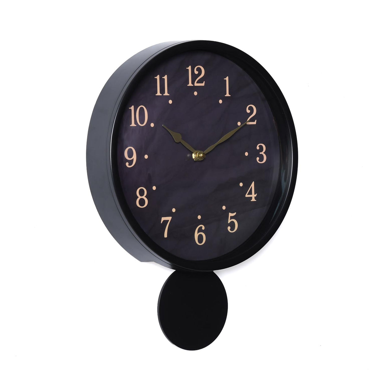 Round Wall Clock with Pendulum- Black