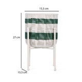 Decorative Woven Cotton and Iron Planter with Stand- Green & Beige, Small
