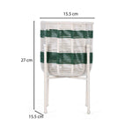 Decorative Woven Cotton and Iron Planter with Stand- Green & Beige, Small
