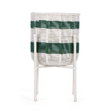 Decorative Woven Cotton and Iron Planter with Stand- Green & Beige, Small