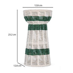 Decorative Tapered Candle Holder- Green & Beige, Medium