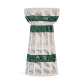 Decorative Tapered Candle Holder- Green & Beige, Medium