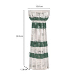Decorative Tapered Candle Holder- Green & Beige, Large