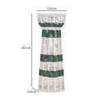 Decorative Tapered Candle Holder- Green & Beige, Large
