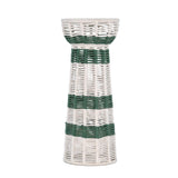 Decorative Tapered Candle Holder- Green & Beige, Large