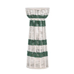 Decorative Tapered Candle Holder- Green & Beige, Large