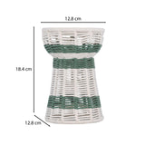 Decorative Tapered Candle Holder- Green & Beige, Small