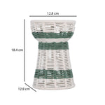Decorative Tapered Candle Holder- Green & Beige, Small