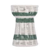 Decorative Tapered Candle Holder- Green & Beige, Small