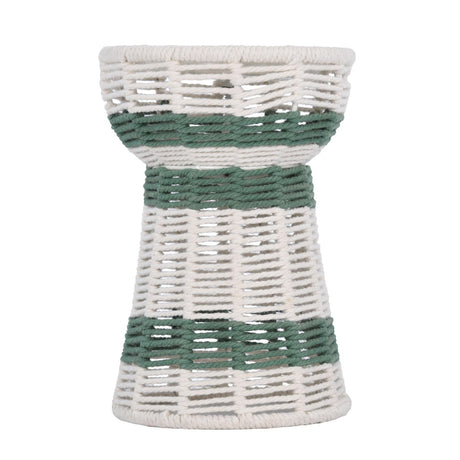 Decorative Tapered Candle Holder- Green & Beige, Small