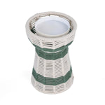 Decorative Tapered Candle Holder- Green & Beige, Small