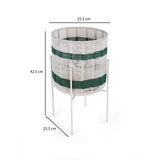 Decorative Woven Cotton and Iron Planter with Stand- Green & Beige, Large