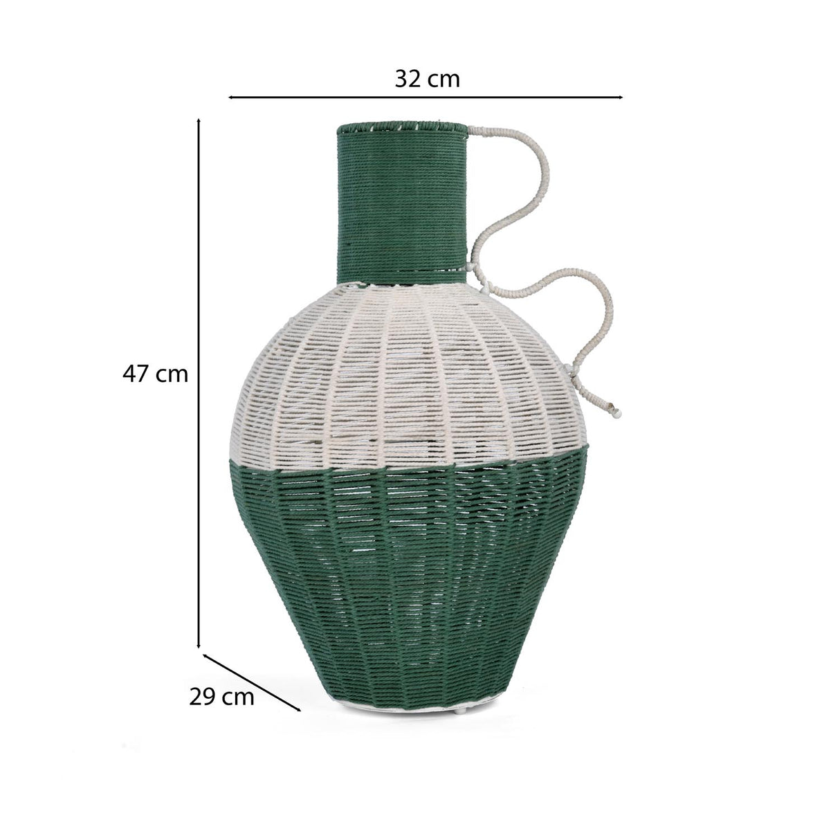 Decorative Two Toned Vase- Green & Beige, Large