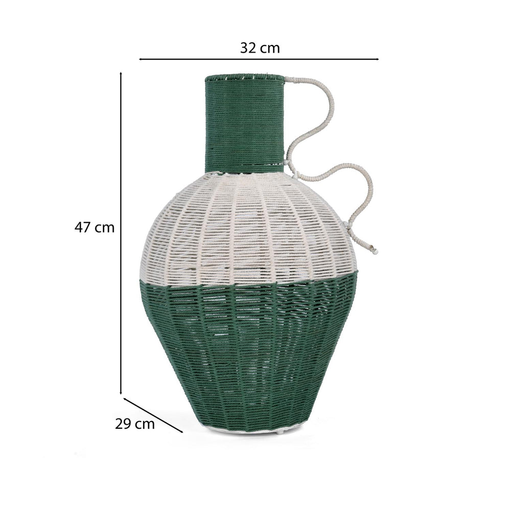 Decorative Two Toned Vase- Green & Beige, Large