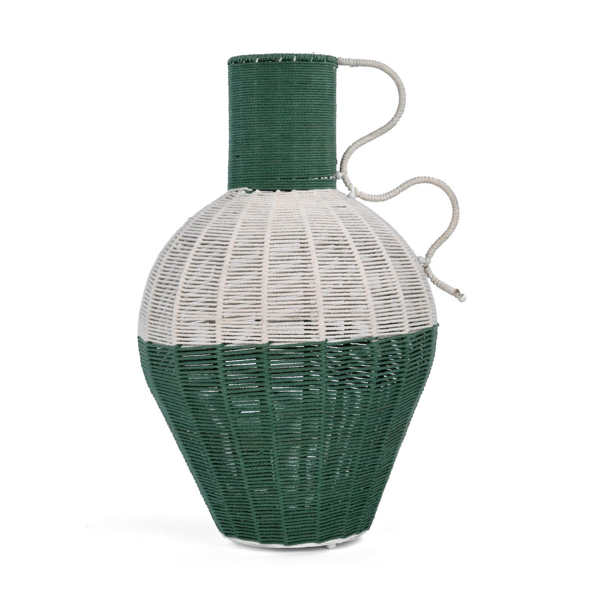 Decorative Two Toned Vase- Green & Beige, Large