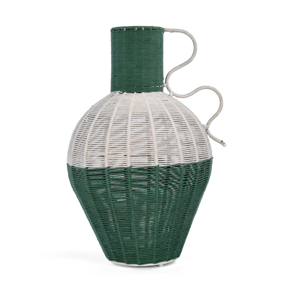 Decorative Two Toned Vase- Green & Beige, Large