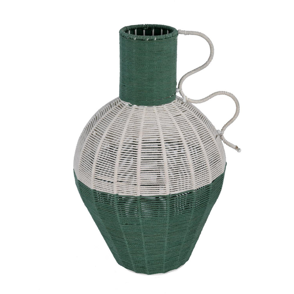 Decorative Two Toned Vase- Green & Beige, Large