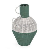 Decorative Two Toned Vase- Green & Beige, Large