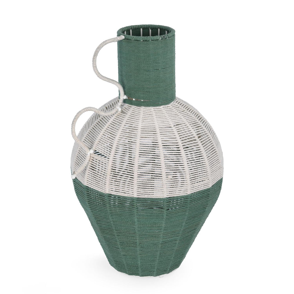 Decorative Two Toned Vase- Green & Beige, Large