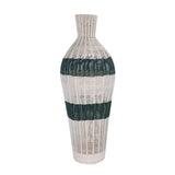 Decorative Woven Cotton and Iron Floor Vase- Green & Beige