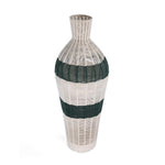 Decorative Woven Cotton and Iron Floor Vase- Green & Beige