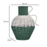 Decorative Two Toned Vase- Green & Beige, Small
