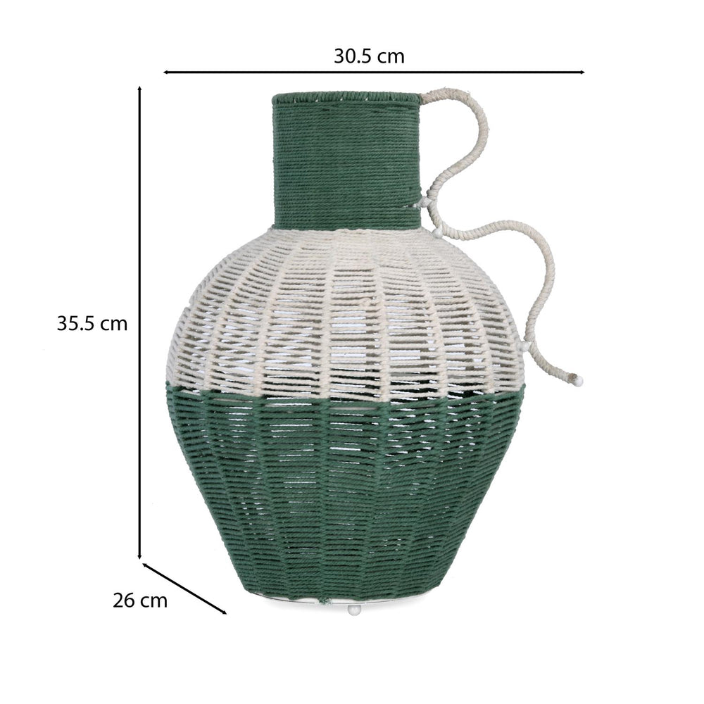 Decorative Two Toned Vase- Green & Beige, Small