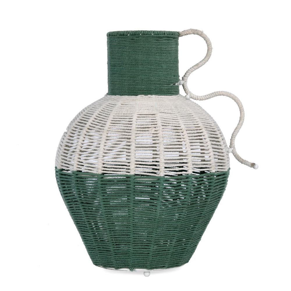 Decorative Two Toned Vase- Green & Beige, Small