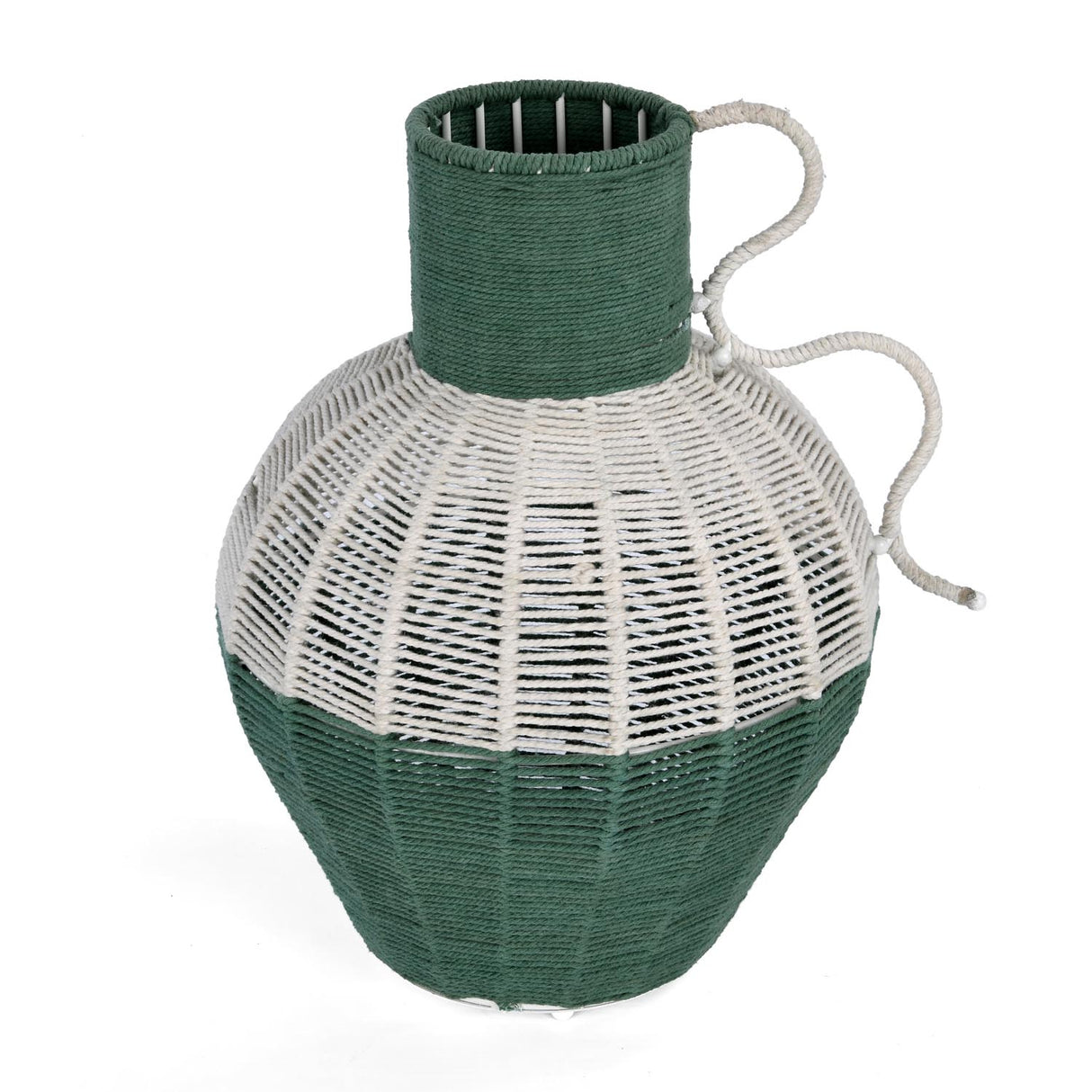 Decorative Two Toned Vase- Green & Beige, Small