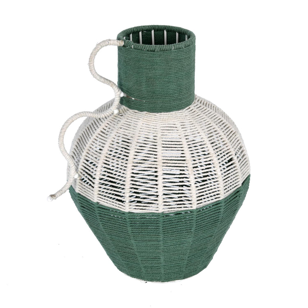 Decorative Two Toned Vase- Green & Beige, Small