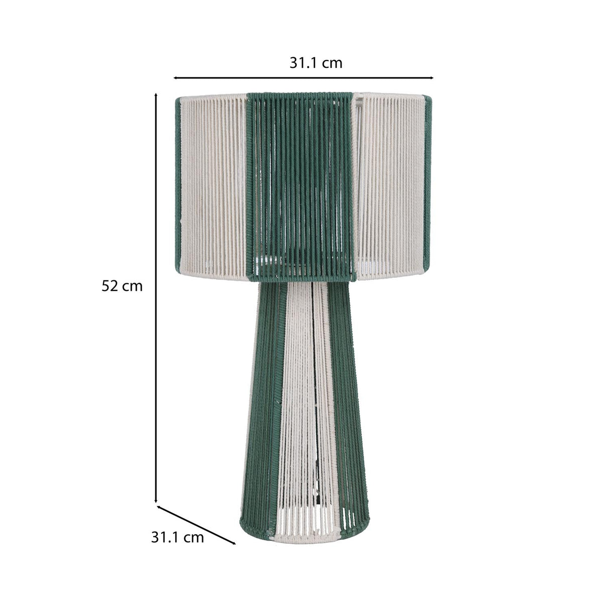 Decorative Cynlindrical Table Lamp- Green & Beige