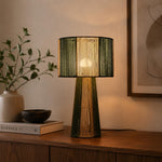 Decorative Cynlindrical Table Lamp- Green & Beige