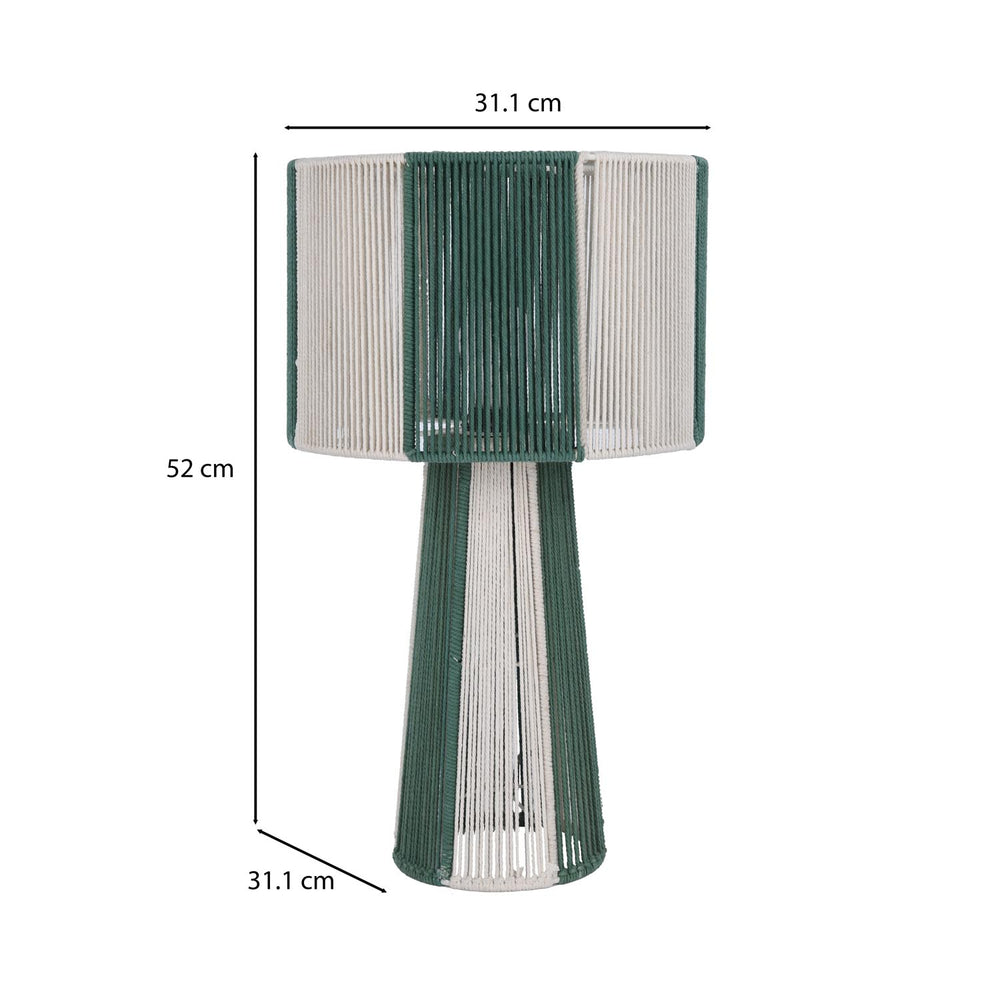 Decorative Cynlindrical Table Lamp- Green & Beige