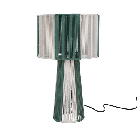 Decorative Cynlindrical Table Lamp- Green & Beige