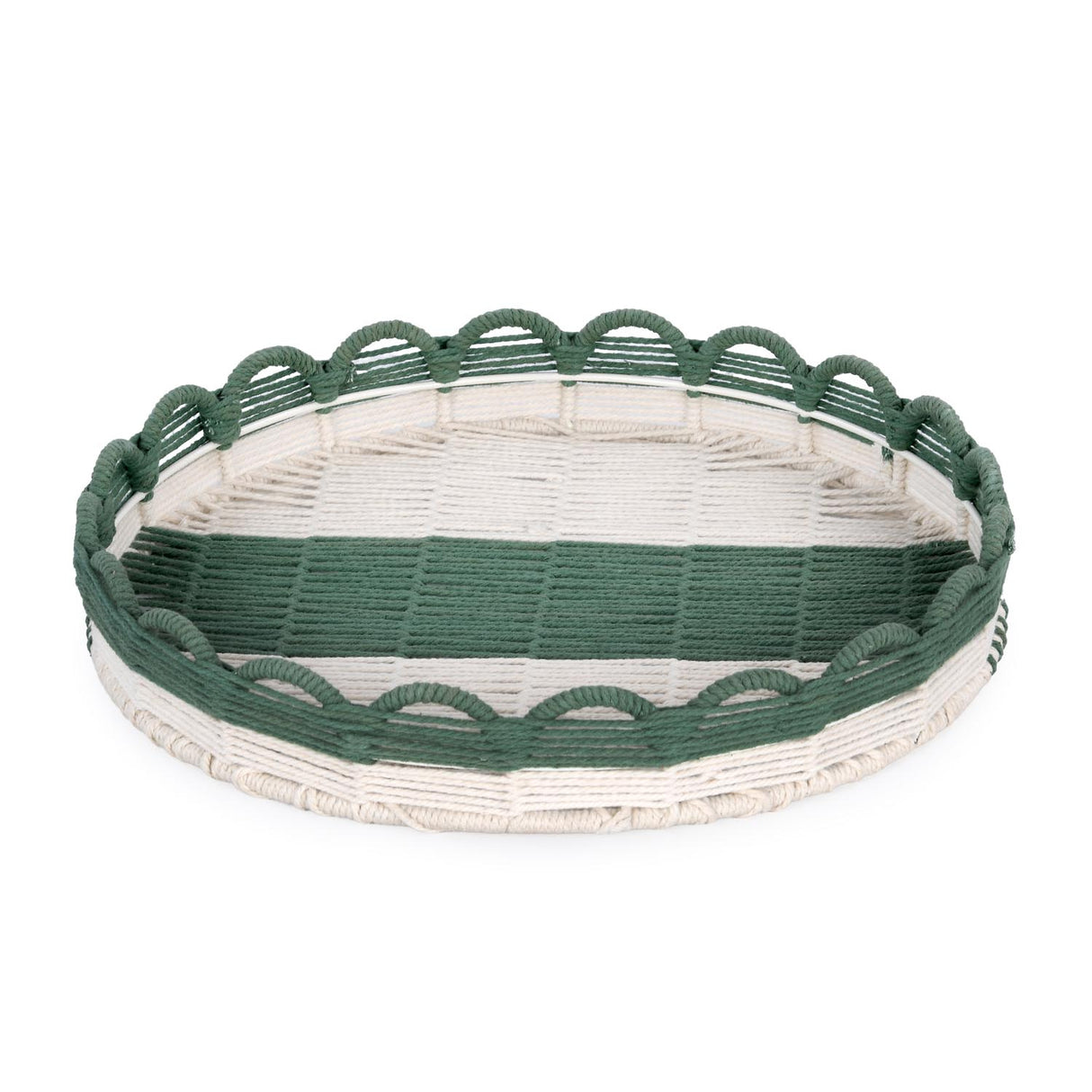Decorative Mesh Tray- Green & Beige