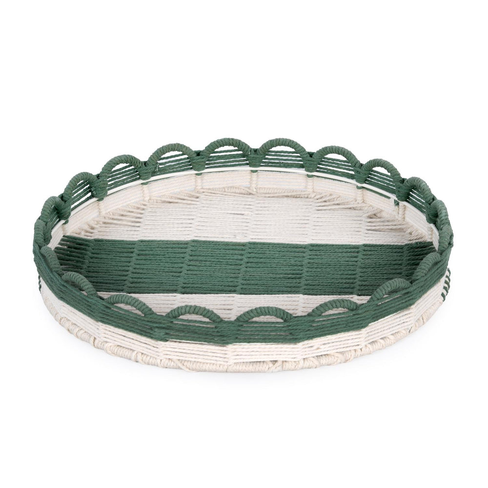 Decorative Mesh Tray- Green & Beige