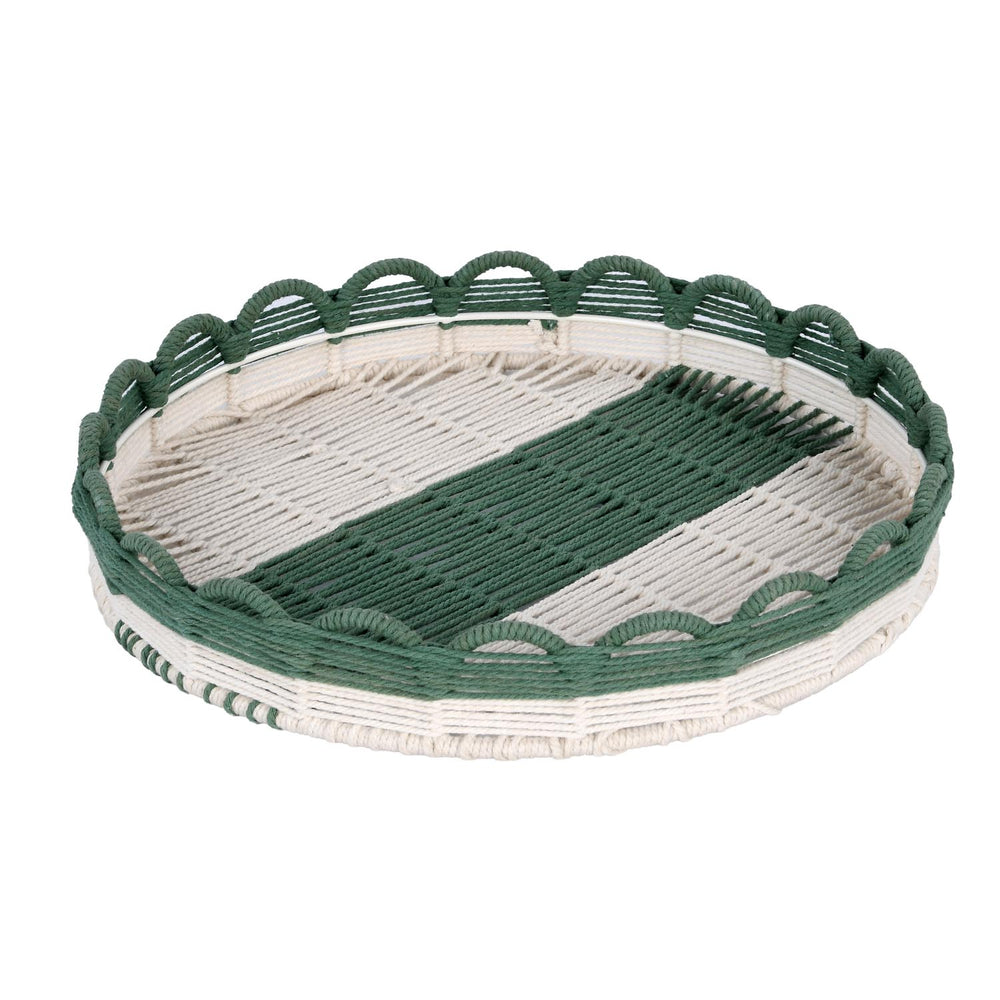 Decorative Mesh Tray- Green & Beige