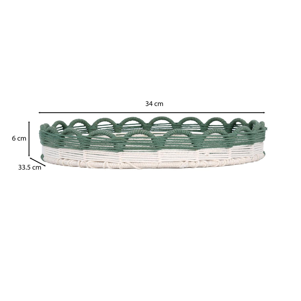 Decorative Mesh Tray- Green & Beige