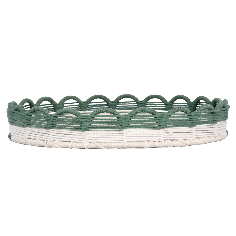 Decorative Mesh Tray- Green & Beige