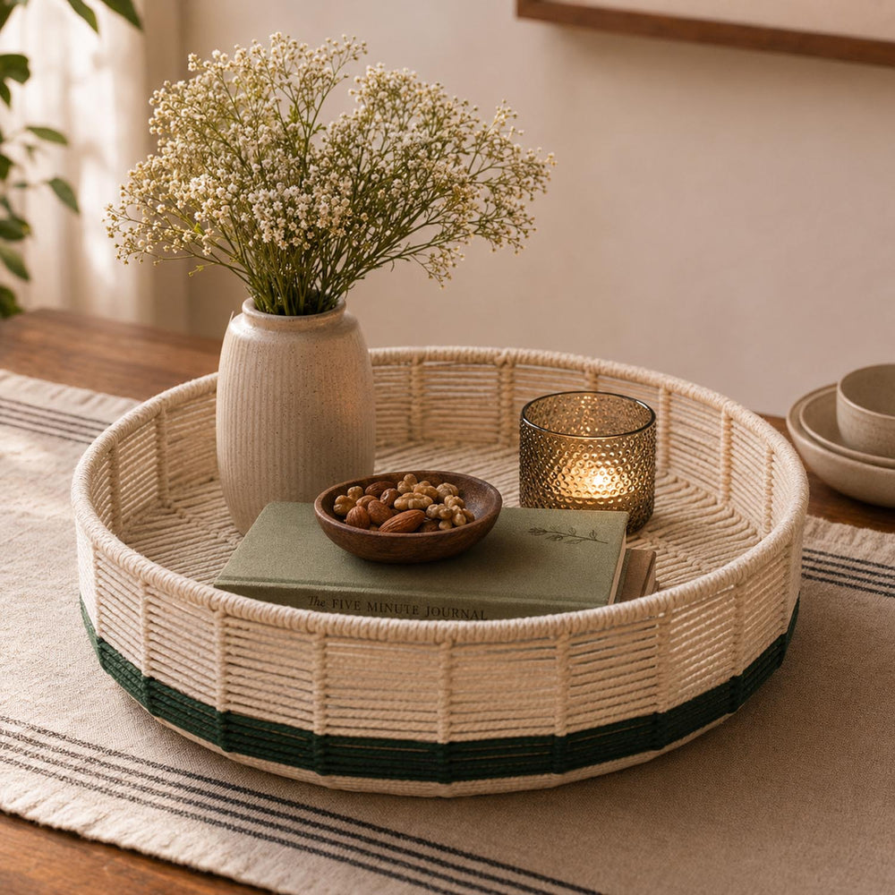 Decorative Mesh Urli- Green & Beige